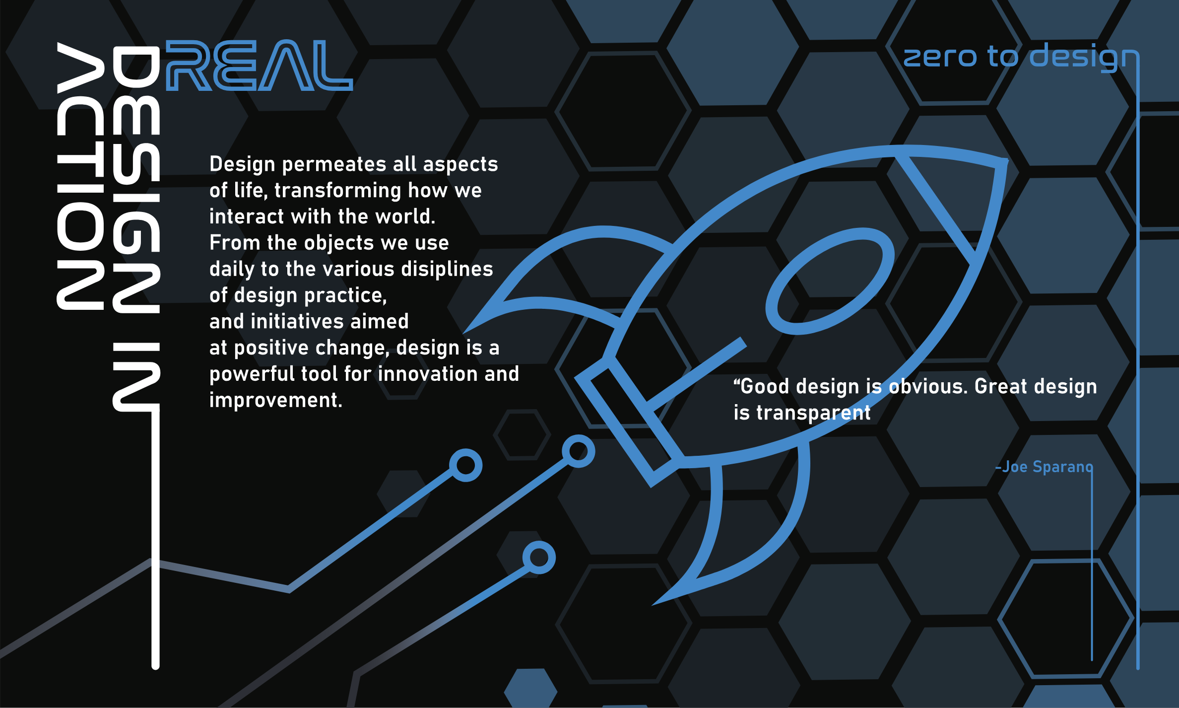 Design in Action spread with rocket graphic
